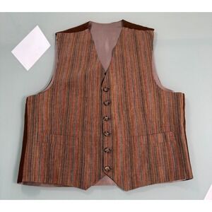 VTG  Principles Vest Waistcoat Men's M Mulitcolor Vertical Stripes Casual Preppy